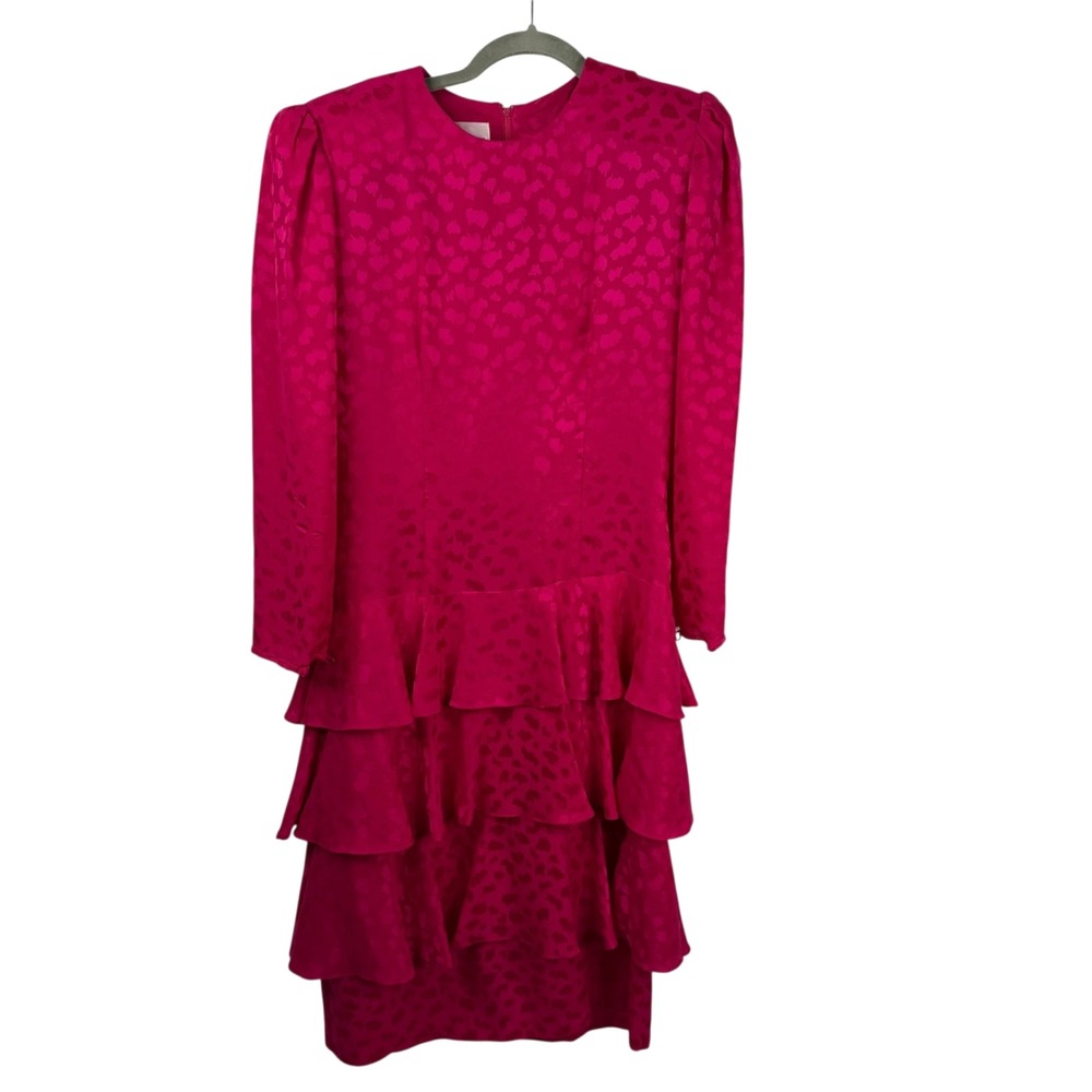 Vintage Jonathan Martin Women's Dress Pink Sz 6 Silk Animal Print 80's 90's Punk